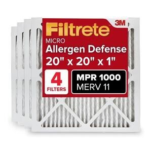 Filtrete 20x20x1 MERV 11 MPR 1000 Furnace Filters, 4 PACK (622F)